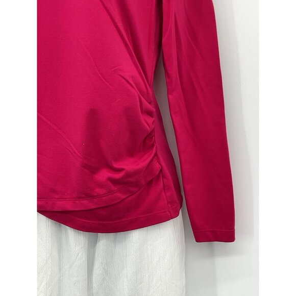 Athleta Crossover V Neck Long Sleeve Top In Fuchsia Pink M - Picture 5 of 6